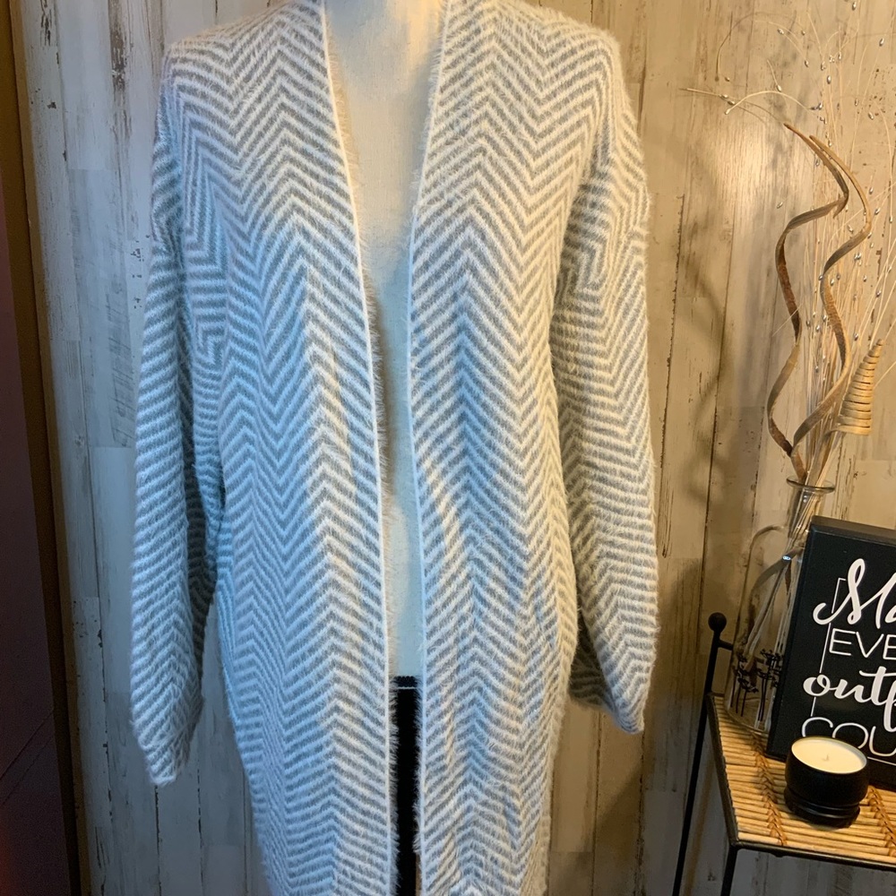 C+D+M fuzzy cardigan. Size large.